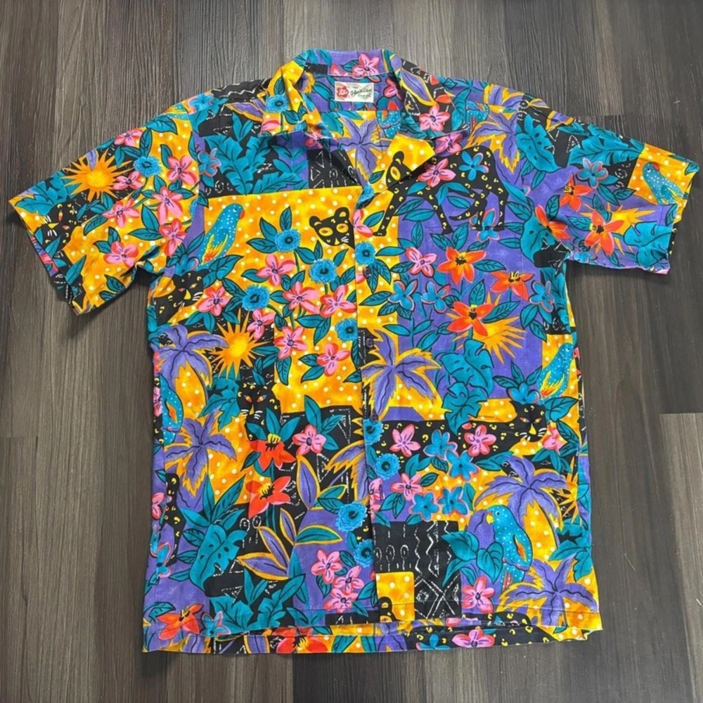 Vibrant Floral Short-Sleeve Button-Up Shirt - Multi